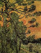 Vincent Van Gogh, Palm Trees against a Red Sky with Setting Sun
